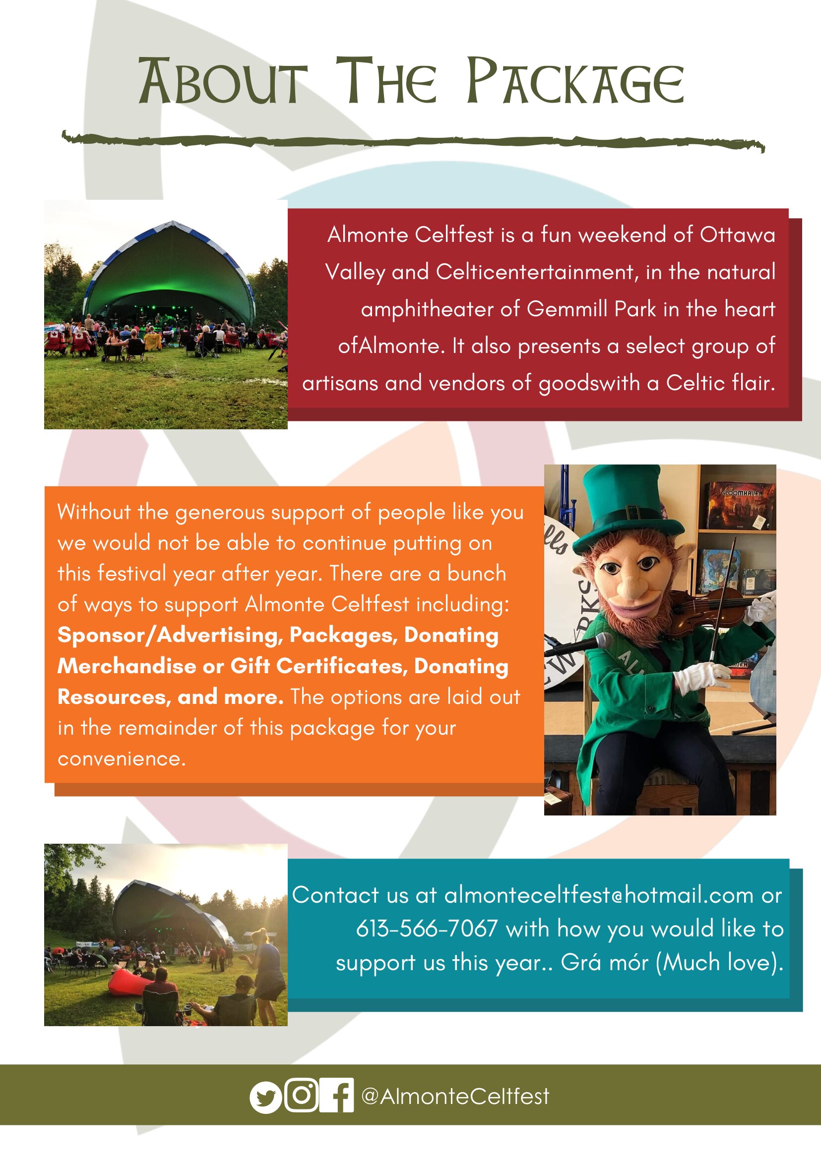 Almonte Celtfest 2021 Support Package page 2