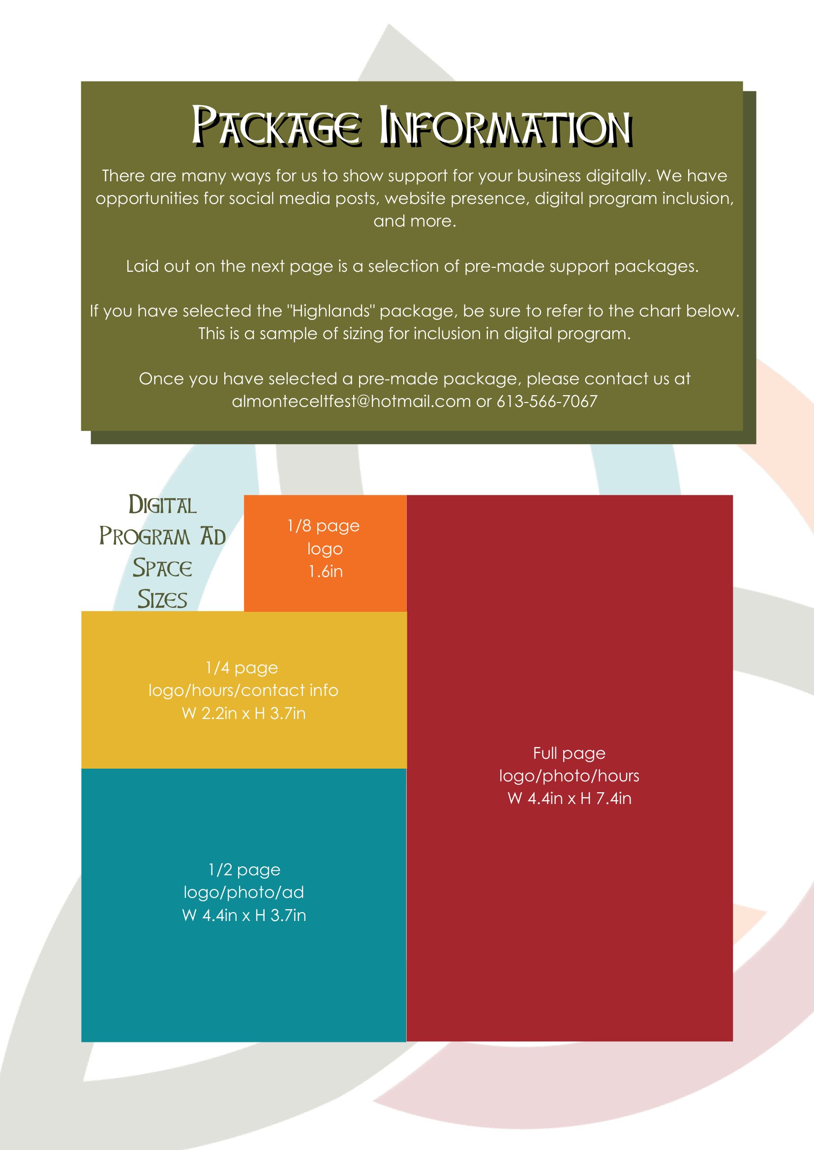 Almonte Celtfest 2021 Support Package page 3